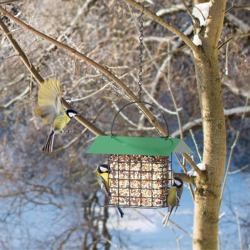 Trieez Bird Feeder for Outdoors, Suet Feeder Hanging, Attracts Nuthatches, Woodpeckers, Creepers, Weatherproof Bird Feeders for Wild Birds Woodpecker, Single Suet Cage for Outdoor - Image 3